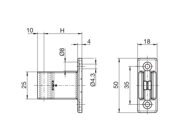 Kurbelhalter aus Kunststoff (Standard) grau (RAL 7035) 35 mm 35 mm