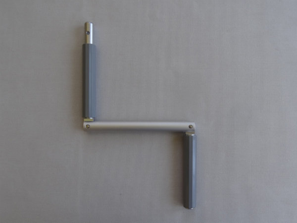 Gelenkkurbelgriff 12,9 mm, Ausladung 140 mm, silber/grau