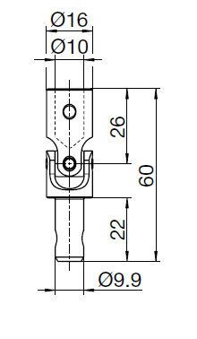 16 mm Kreuzgelenk Antrieb: Bohrung Ø 10 mm & Abtrieb: Zapfen 9,9 mm