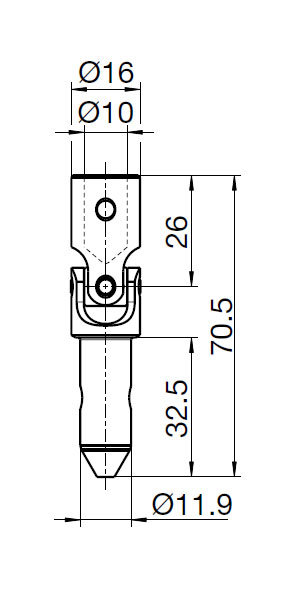 16 mm Kreuzgelenk Antrieb: Bohrung Ø 10 mm & Abtrieb: Zapfen 11,9 mm