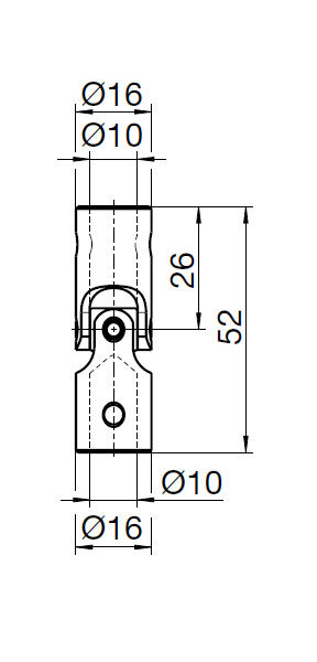 16 mm Kreuzgelenk Antrieb: Bohrung Ø 10 mm & Abtrieb: Bohrung Ø 10 mm