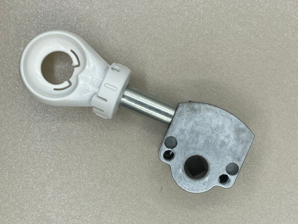 Schneckengetriebe 3:1 PVC-Öse rund - weiß mit Gewindebohrung, kurzer Antrieb