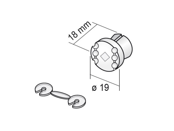 Kettenhalter f&uuml;r Kette &Oslash; 4,5 x 6 mm, mit Kettenstopper wei&szlig;