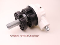 Markisen-Kegelradgetriebe 4,4:1 (rechts) f&uuml;r 78 mm Nutrohr (auch Flachnut), wei&szlig;, ohne &Ouml;se