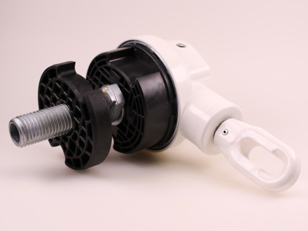 Markisen-Kegelradgetriebe 4,4:1 rechts für 78 mm Nutrohr, weiß mit PVC-Öse oval, Anschlag einstellbar