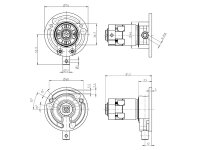 Kegelradgetriebe 3:1 6 mm 6-kant rechts 40er Welle mit Verl&auml;ngerung
