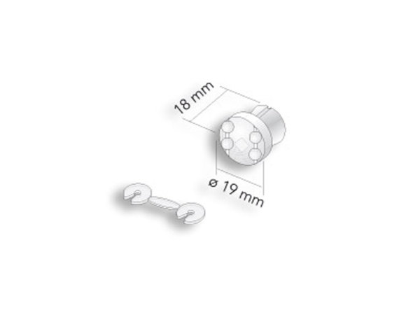 Kettenhalter f&uuml;r Kette &Oslash; 5 x 8 mm, mit Kettenstopper wei&szlig;